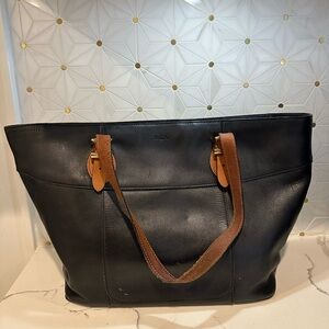 Polo Ralph Lauren Black Tote with Tan Straps